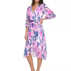 DKNY Balloon-Sleeve Tie-Waist Dress